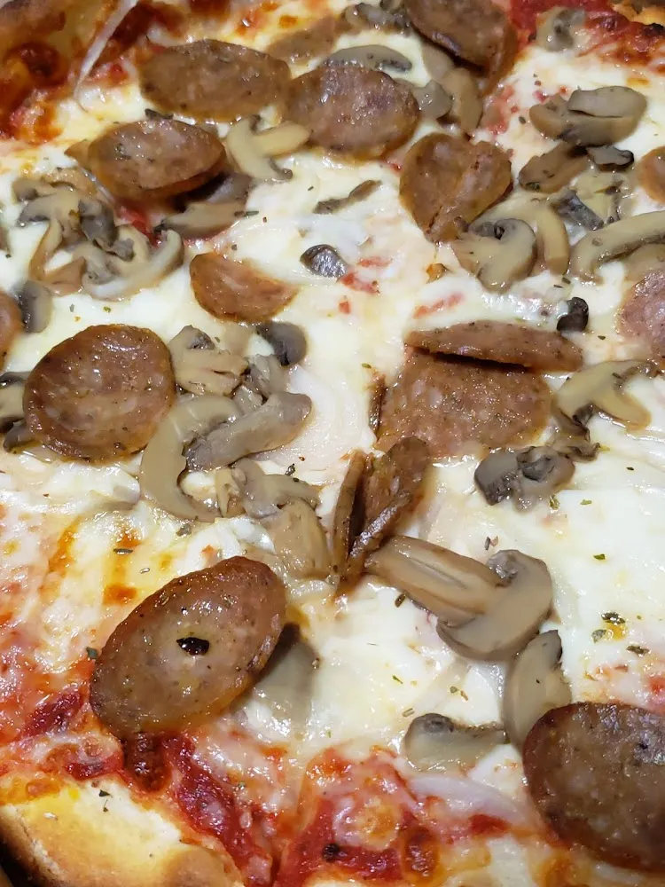 Mushroom Onion and Sausage Pizza
